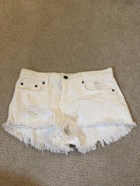 pistola White Distressed Frayed Hem Denim Cutoff Shorts